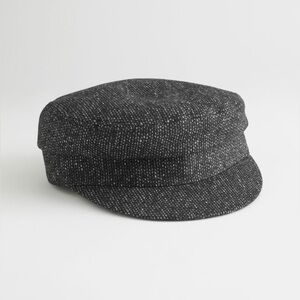 & Other Stories Black and White Tweed Cap Baret hat size medium